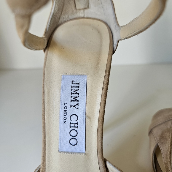 Jimmy Choo Suede Strappy Sandals Beige - Nude - 38.5 - 8.5 - Picture 6 of 6